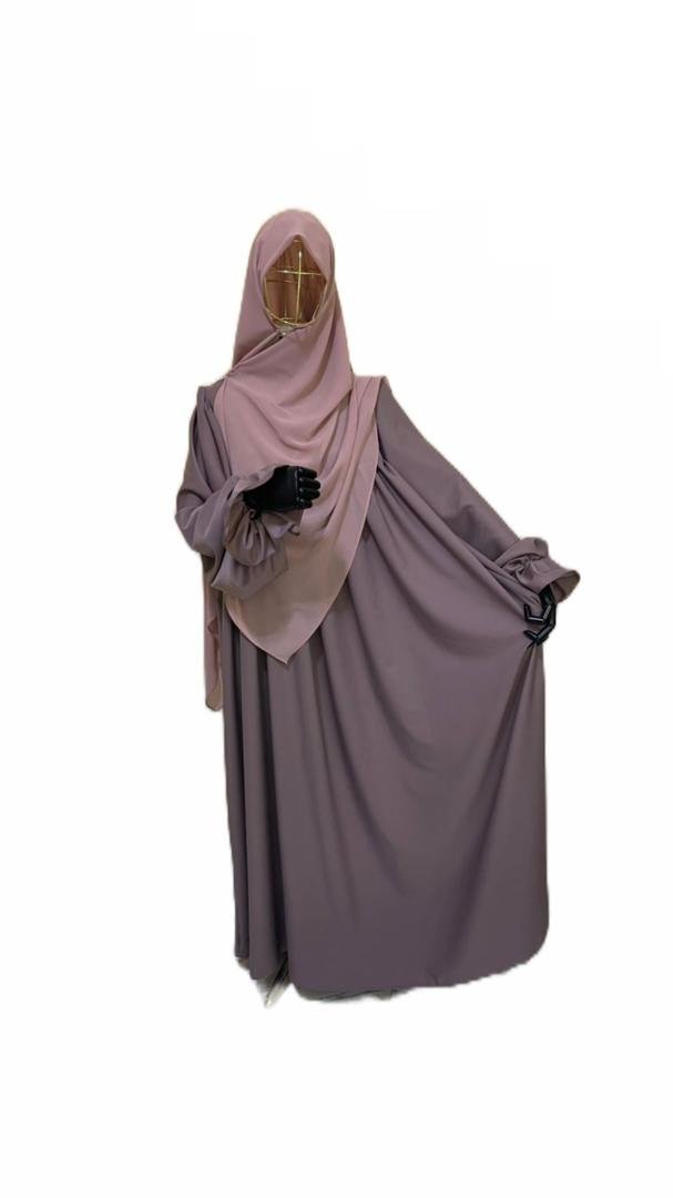 حجاب كشكشة فالصدر + خمار مربع - Image 2
